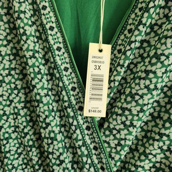 Max Studio Dress 2XL Plus Midi Tiered Sleeveless Floral Boho Green - Picture 5 of 6